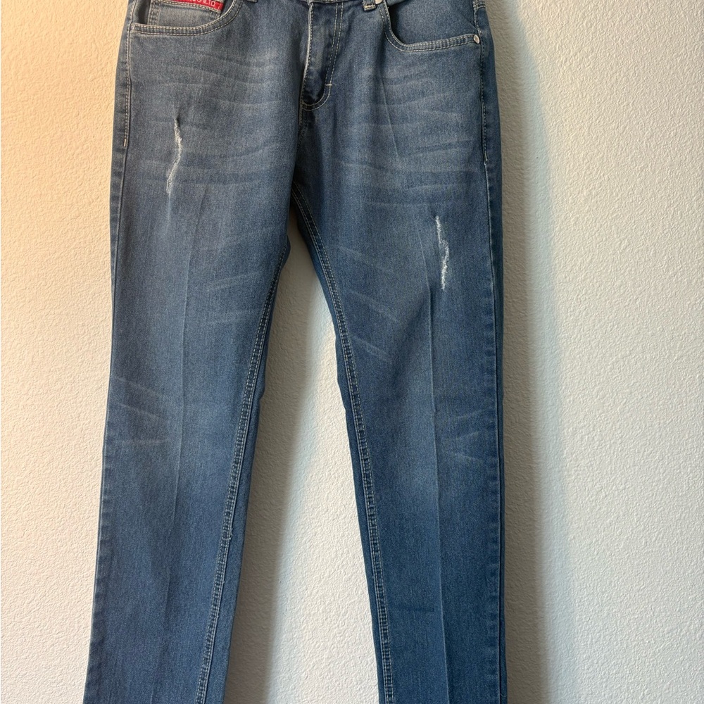 Ecko Unlimited Blue Slim Jeans with Distressed Details